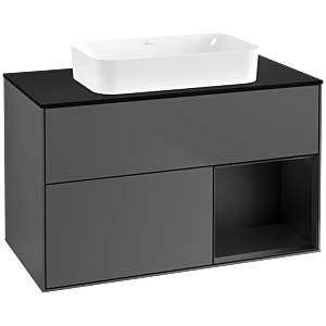 Villeroy and Boch Finion Villeroy and Boch Finion G662PDGK 100x60.3x50.1cm, shelf on the right black matt lacquer, anthracite matt
