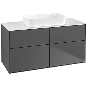 Villeroy und Boch Finion Waschtischunterschrank G67100GK 120x60,3x50,1cm, Glass White Matt, Anthracite matt