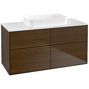 Villeroy und Boch Finion Waschtischunterschrank G67100GN 120x60,3x50,1cm, Glass White Matt, Walnut veneer