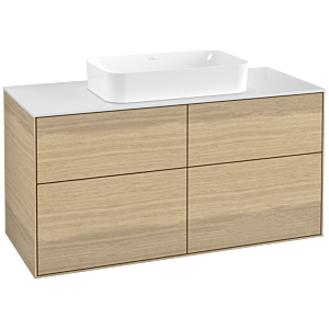 Villeroy und Boch Finion Waschtischunterschrank G67100PC 120x60,3x50,1cm, Glass White Matt, Oak Veneer
