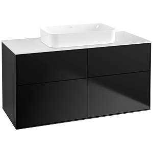 Villeroy und Boch Finion Waschtischunterschrank G67100PD 120x60,3x50,1cm, Glass White Matt, Black matt lacquer