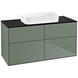 Villeroy und Boch Finion Waschtischunterschrank G67200GM 120x60,3x50,1cm, Glass Black Matt, Olive Matt Lacquer
