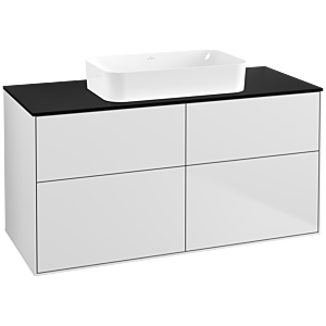 Villeroy und Boch Finion Waschtischunterschrank G67200MT 120x60,3x50,1cm, Glass Black Matt, White matt lacquer
