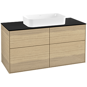 Villeroy und Boch Finion Waschtischunterschrank G67200PC 120x60,3x50,1cm, Glass Black Matt, Oak Veneer