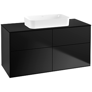 Villeroy und Boch Finion Waschtischunterschrank G67200PD 120x60,3x50,1cm, Glass Black Matt, Black matt lacquer