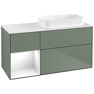 Villeroy and Boch Finion Villeroy and Boch Finion G681GFGM 120x60,3x50,1cm, shelf left glossy white lacquer, Olive Matt Lacquer