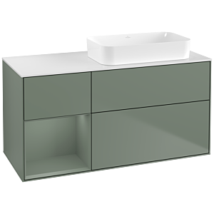 Villeroy und Boch Finion Waschtischunterschrank G681GMGM 120x60,3x50,1cm, Regal links Olive Matt Lacquer, Olive Matt Lacquer