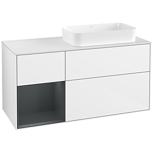 Villeroy et Boch Finion Villeroy et Boch G681HGGF 120x60.3x50.1cm, étagère à gauche Midnight Blue Matt Lacquer , laqué blanc brillant