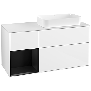 Villeroy und Boch Finion Waschtischunterschrank G681PDGF 120x60,3x50,1cm, Regal links Black matt lacquer, Glossy white lacquer