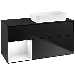 Villeroy and Boch Finion Villeroy and Boch Finion G682GFPD 120x60.3x50.1cm, shelf left glossy white lacquer, black matt lacquer