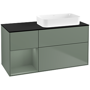 Villeroy und Boch Finion Waschtischunterschrank G682GMGM 120x60,3x50,1cm, Regal links Olive Matt Lacquer, Olive Matt Lacquer