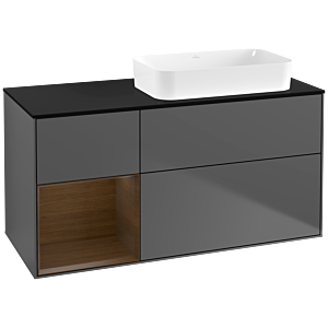 Villeroy et Boch Finion Villeroy et Boch G682GNGK 120x60.3x50.1cm, étagère gauche placage noyer, anthracite mat