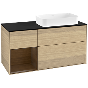 Villeroy und Boch Finion Waschtischunterschrank G682GNPC 120x60,3x50,1cm, Regal links Walnut veneer, Oak Veneer