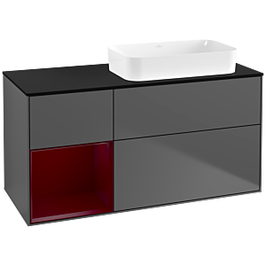 Villeroy et Boch Finion Villeroy et Boch G682HBGK 120x60.3x50.1cm, étagère à gauche Peony , anthracite mat