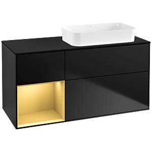 Villeroy und Boch Finion Waschtischunterschrank G682HFPD 120x60,3x50,1cm, Regal links Gold matt, Black matt lacquer