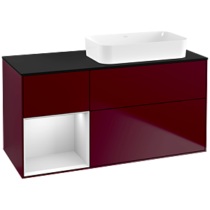 Villeroy und Boch Finion Waschtischunterschrank G682MTHB 120x60,3x50,1cm, Regal links White matt lacquer, Peony Matt