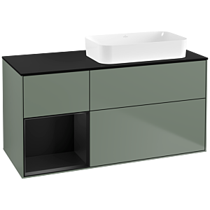 Villeroy and Boch Finion Villeroy and Boch Finion G682PDGM 120x60.3x50.1cm, shelf left black matt lacquer, Olive Matt Lacquer