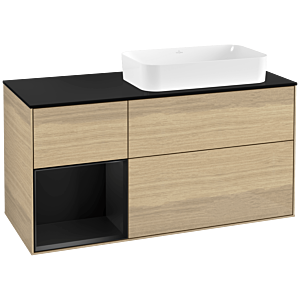 Villeroy et Boch Finion Villeroy et Boch G682PDPC 120x60.3x50.1cm, étagère gauche laqué noir mat, Oak Veneer