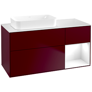 Villeroy und Boch Finion Waschtischunterschrank G691GFHB 120x60,3x50,1cm, Regal rechts Glossy white lacquer, Peony Matt