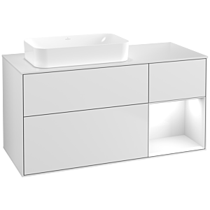 Villeroy und Boch Finion Waschtischunterschrank G691GFMT 120x60,3x50,1cm, Regal rechts Glossy white lacquer, White matt lacquer