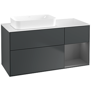 Villeroy und Boch Finion Waschtischunterschrank G691GKHG 120x60,3x50,1cm, Regal rechts Anthracite matt, Midnight Blue Matt Lacquer