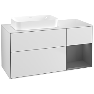 Villeroy et Boch Finion Villeroy et Boch G691GKMT 120x60.3x50.1cm, étagère à droite anthracite mat, laqué blanc mat