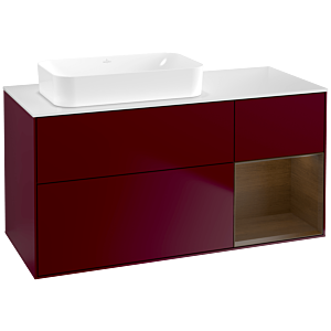 Villeroy und Boch Finion Waschtischunterschrank G691GNHB 120x60,3x50,1cm, Regal rechts Walnut veneer, Peony Matt