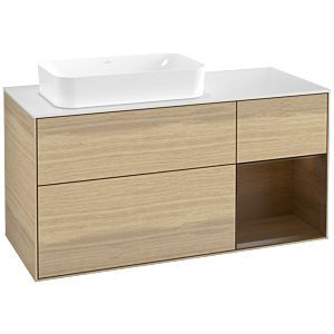 Villeroy et Boch Finion Villeroy et Boch G691GNPC 120x60,3x50,1cm, étagère droite placage noyer, Oak Veneer
