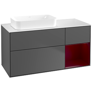 Villeroy und Boch Finion Waschtischunterschrank G691HBGK 120x60,3x50,1cm, Regal rechts Peony, Anthracite matt