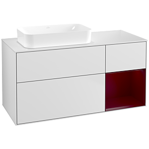 Villeroy und Boch Finion Waschtischunterschrank G691HBMT 120x60,3x50,1cm, Regal rechts Peony, White matt lacquer
