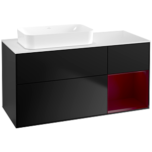 Villeroy und Boch Finion Waschtischunterschrank G691HBPD 120x60,3x50,1cm, Regal rechts Peony, Black matt lacquer
