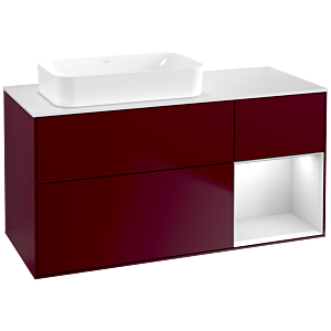 Villeroy und Boch Finion Waschtischunterschrank G691MTHB 120x60,3x50,1cm, Regal rechts White matt lacquer, Peony Matt