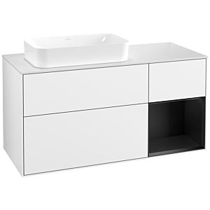 Villeroy und Boch Finion Waschtischunterschrank G691PDGF 120x60,3x50,1cm, Regal rechts Black matt lacquer, Glossy white lacquer
