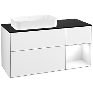 Villeroy und Boch Finion Waschtischunterschrank G692GFGF 120x60,3x50,1cm, Regal rechts Glossy white lacquer, Glossy white lacquer