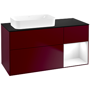 Villeroy und Boch Finion Waschtischunterschrank G692GFHB 120x60,3x50,1cm, Regal rechts Glossy white lacquer, Peony Matt