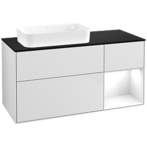 Villeroy und Boch Finion Waschtischunterschrank G692GFMT 120x60,3x50,1cm, Regal rechts Glossy white lacquer, White matt lacquer
