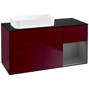 Villeroy und Boch Finion Waschtischunterschrank G692GKHB 120x60,3x50,1cm, Regal rechts Anthracite matt, Peony Matt