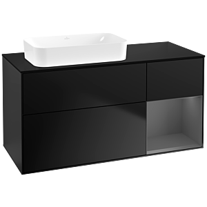 Villeroy und Boch Finion Waschtischunterschrank G692GKPD 120x60,3x50,1cm, Regal rechts Anthracite matt, Black matt lacquer