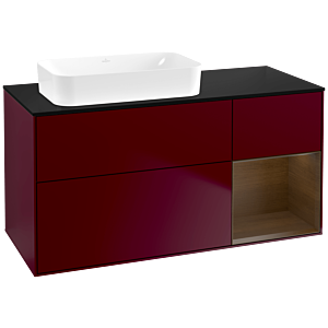 Villeroy und Boch Finion Waschtischunterschrank G692GNHB 120x60,3x50,1cm, Regal rechts Walnut veneer, Peony Matt