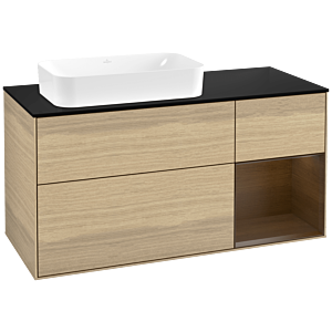 Villeroy und Boch Finion Waschtischunterschrank G692GNPC 120x60,3x50,1cm, Regal rechts Walnut veneer, Oak Veneer
