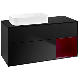 Villeroy and Boch Finion Villeroy and Boch Finion G692HBPD 120x60.3x50.1cm, shelf on the right Peony , black matt lacquer