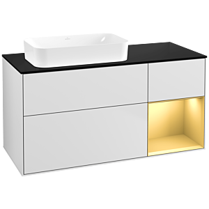 Villeroy et Boch Finion Villeroy et Boch G692HFMT 120x60.3x50.1cm, étagère droite or mat, blanc laqué mat
