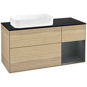 Villeroy und Boch Finion Waschtischunterschrank G692HGPC 120x60,3x50,1cm, Regal rechts Midnight Blue Matt Lacquer, Oak Veneer