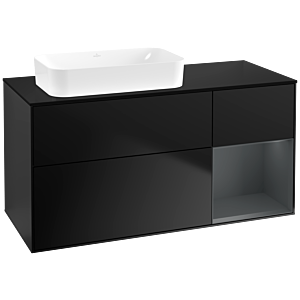 Villeroy und Boch Finion Waschtischunterschrank G692HGPD 120x60,3x50,1cm, Regal rechts Midnight Blue Matt Lacquer, Black matt lacquer