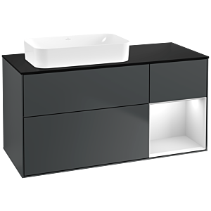 Villeroy und Boch Finion Waschtischunterschrank G692MTHG 120x60,3x50,1cm, Regal rechts White matt lacquer, Midnight Blue Matt Lacquer