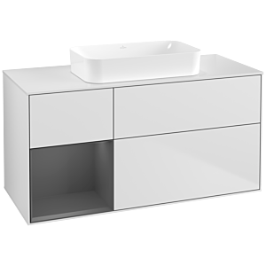Villeroy et Boch Finion Villeroy et Boch G701GKMT 120x60,3x50,1cm, étagère à droite anthracite mat, laqué blanc mat