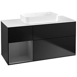 Villeroy und Boch Finion Waschtischunterschrank G701GKPD 120x60,3x50,1cm, Regal rechts Anthracite matt, Black matt lacquer