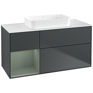 Villeroy et Boch Finion G701GMHG 120x60.3x50.1cm, étagère à droite Olive Matt Lacquer , Midnight Blue Matt Lacquer