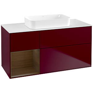 Villeroy und Boch Finion Waschtischunterschrank G701GNHB 120x60,3x50,1cm, Regal rechts Walnut veneer, Peony Matt
