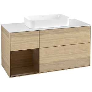 Villeroy und Boch Finion Waschtischunterschrank G701GNPC 120x60,3x50,1cm, Regal rechts Walnut veneer, Oak Veneer